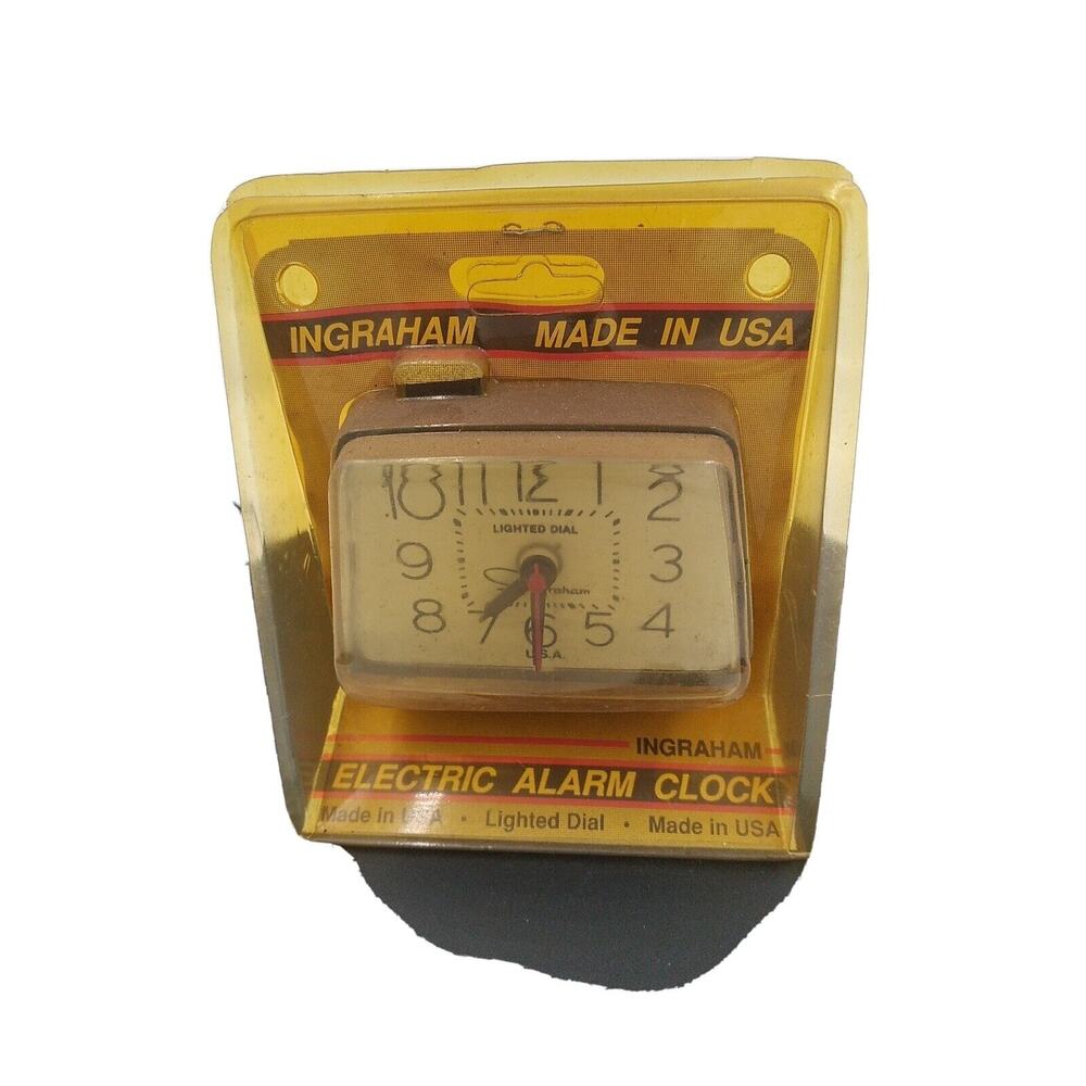 Vintage Ingraham Electric Alarm Clock Lighted Dial Made in USA Black refurbished